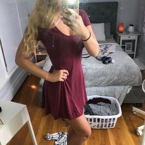 maroon mini skater dress